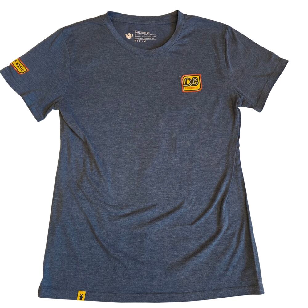 Dutchwear by Dutch Bros Coffee Womens Medium Heather Blue Graphic Crewneck Tee